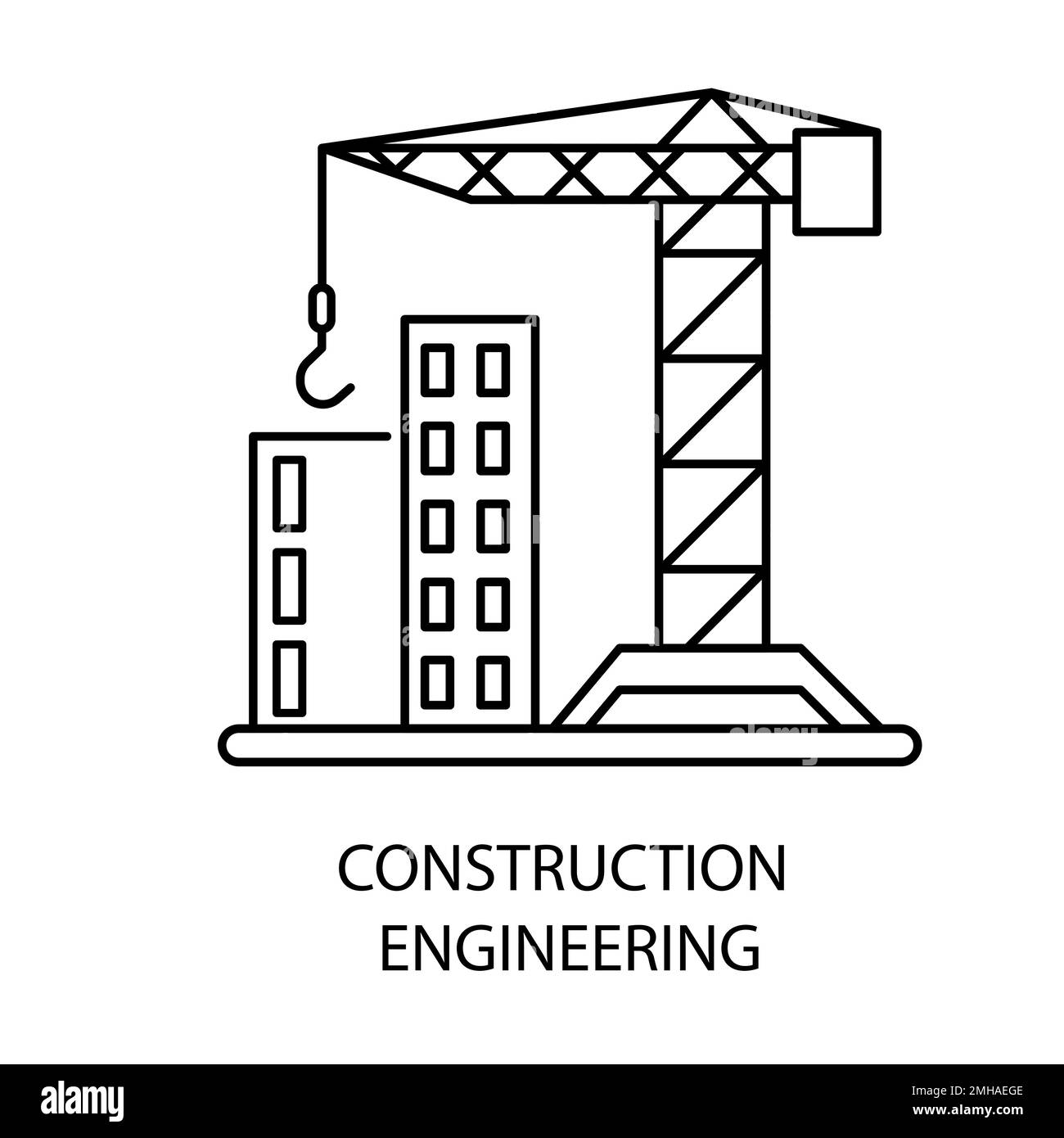 Construction engineering isolated outline icon, house building Stock 