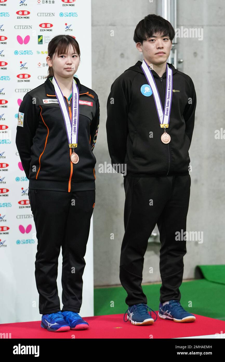 Tokyo, Japan. 26th Jan, 2023. Shodai Sakane Maki Shiomi Table Tennis