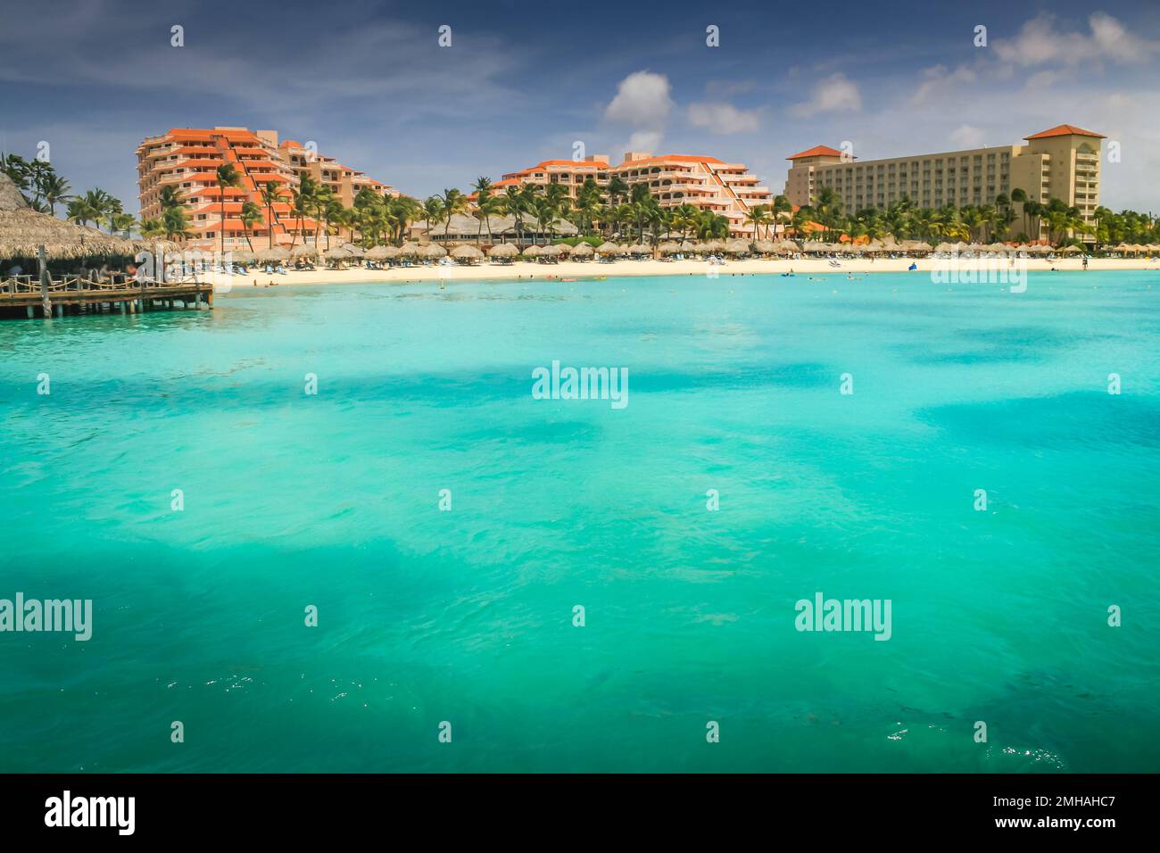 Palm Beach on Aruba island in the Caribbean Sea, Dutch Antilles Stock ...