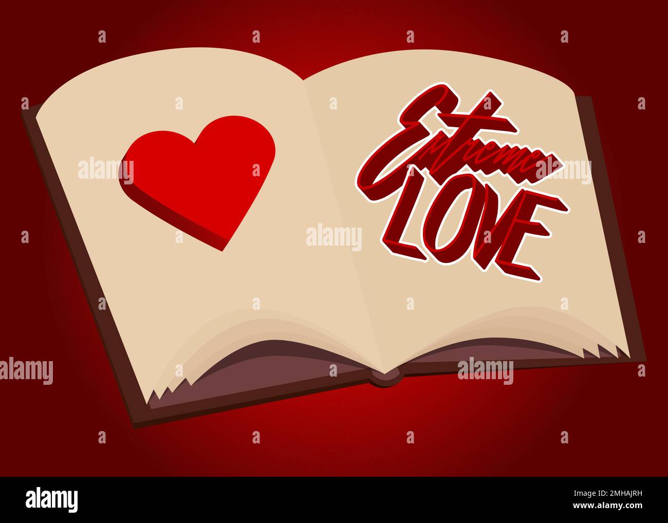 Extreme Love word on a book, cartoon vector illustration Stock Vector