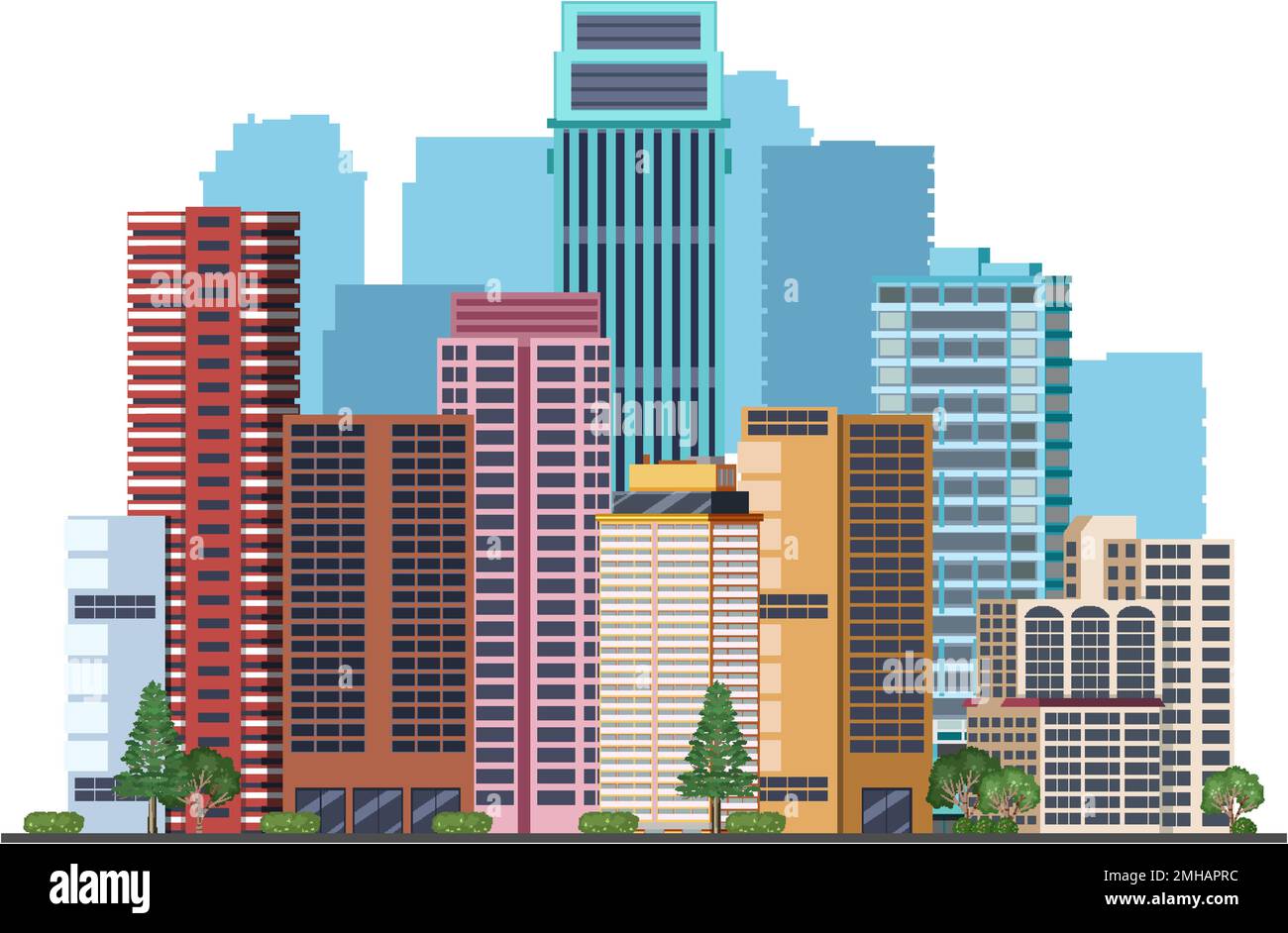 Urban landscape with high skyscrapers illustration Stock Vector Image ...