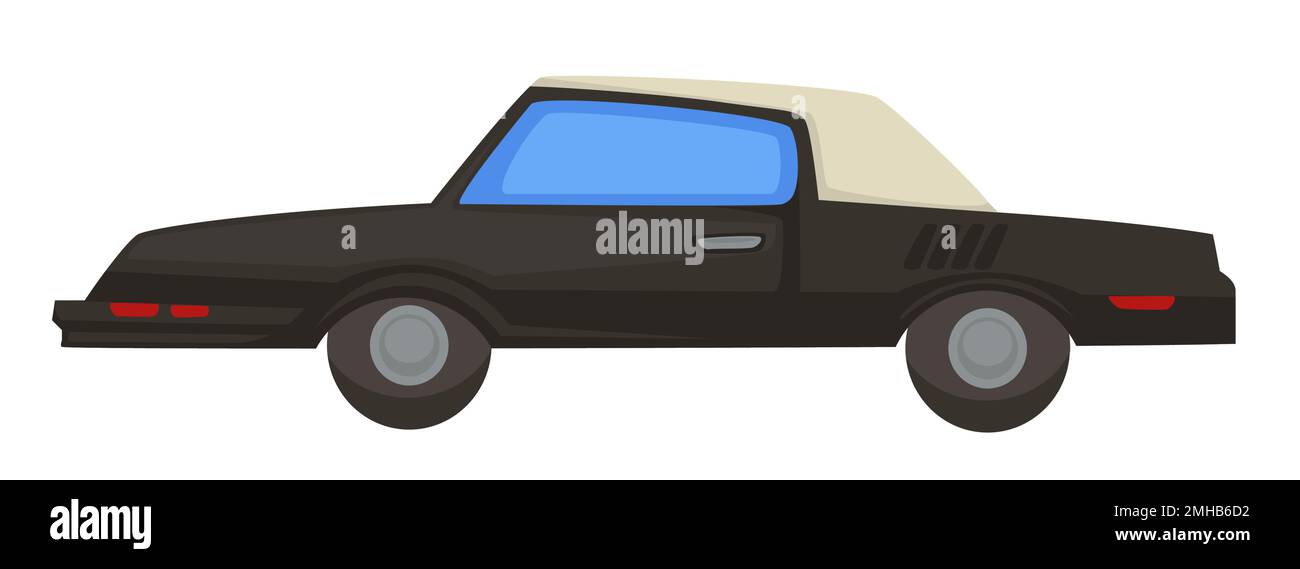 Retro 80s vehicle, car with folding roof of 1980s isolated transport Stock Vector