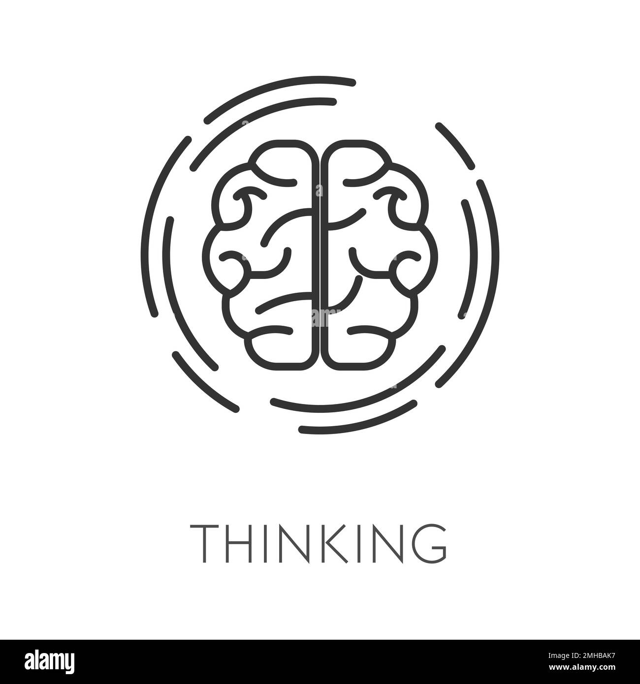 Thinking process, brain and startup idea isolated icon Stock Vector