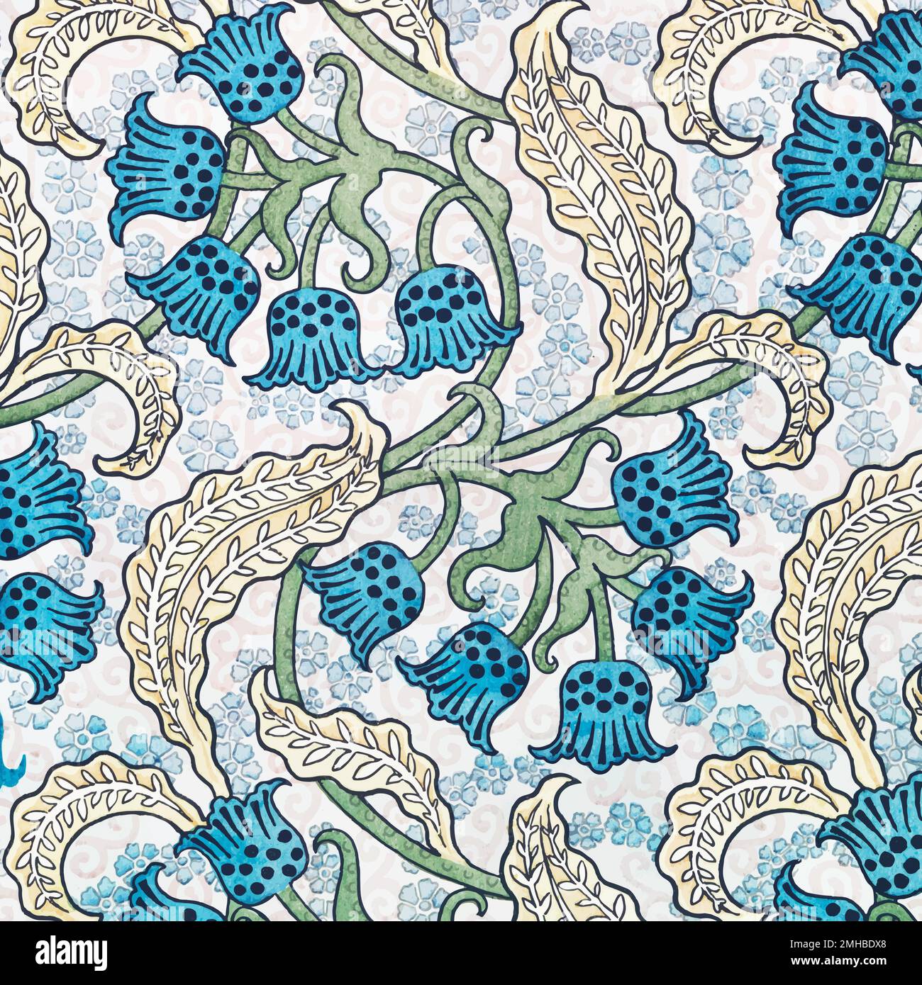 Art nouveau lily of the valley flower pattern background vector Stock