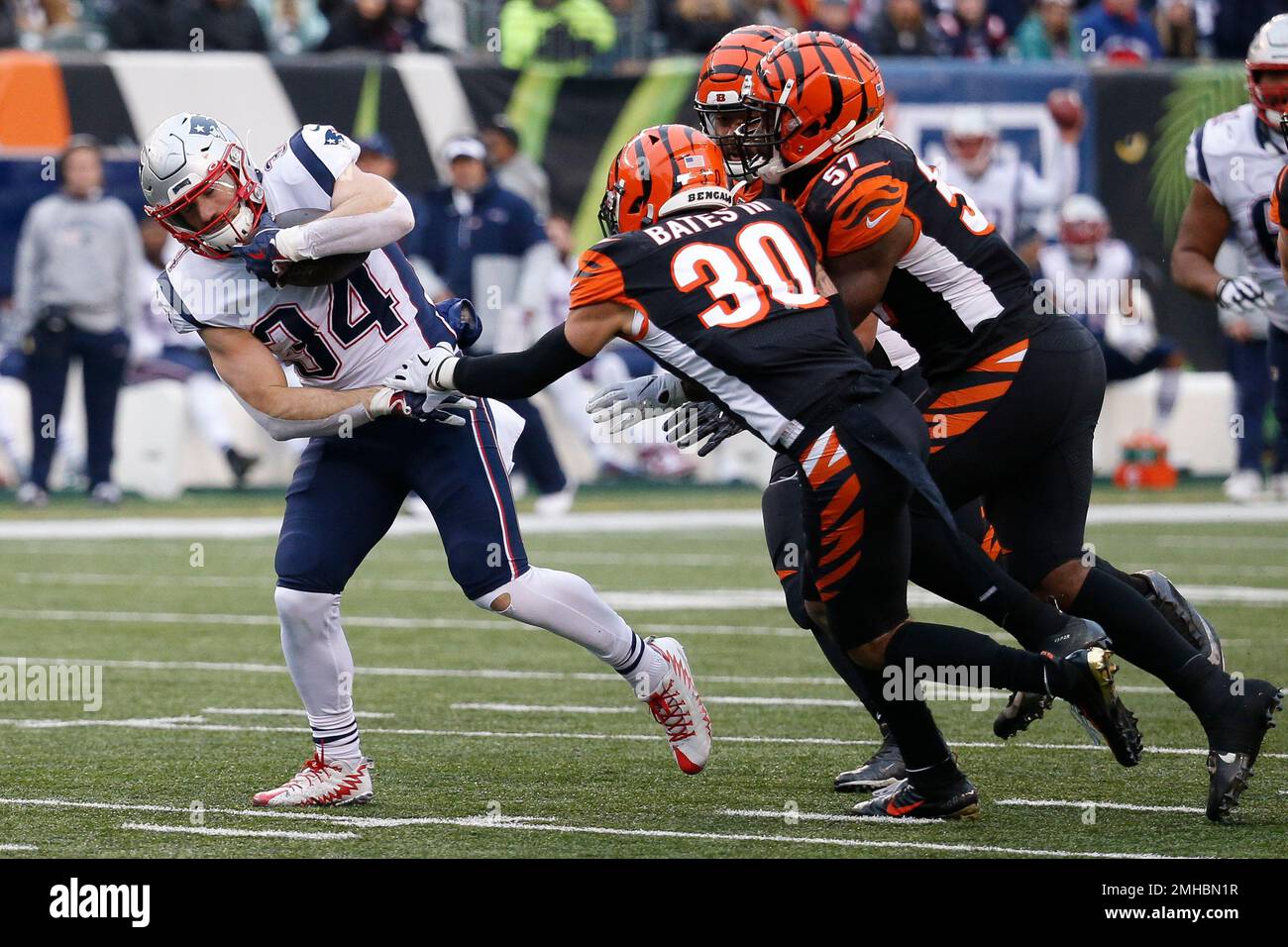 New England Patriots running back Rex Burkhead (34) breaks a