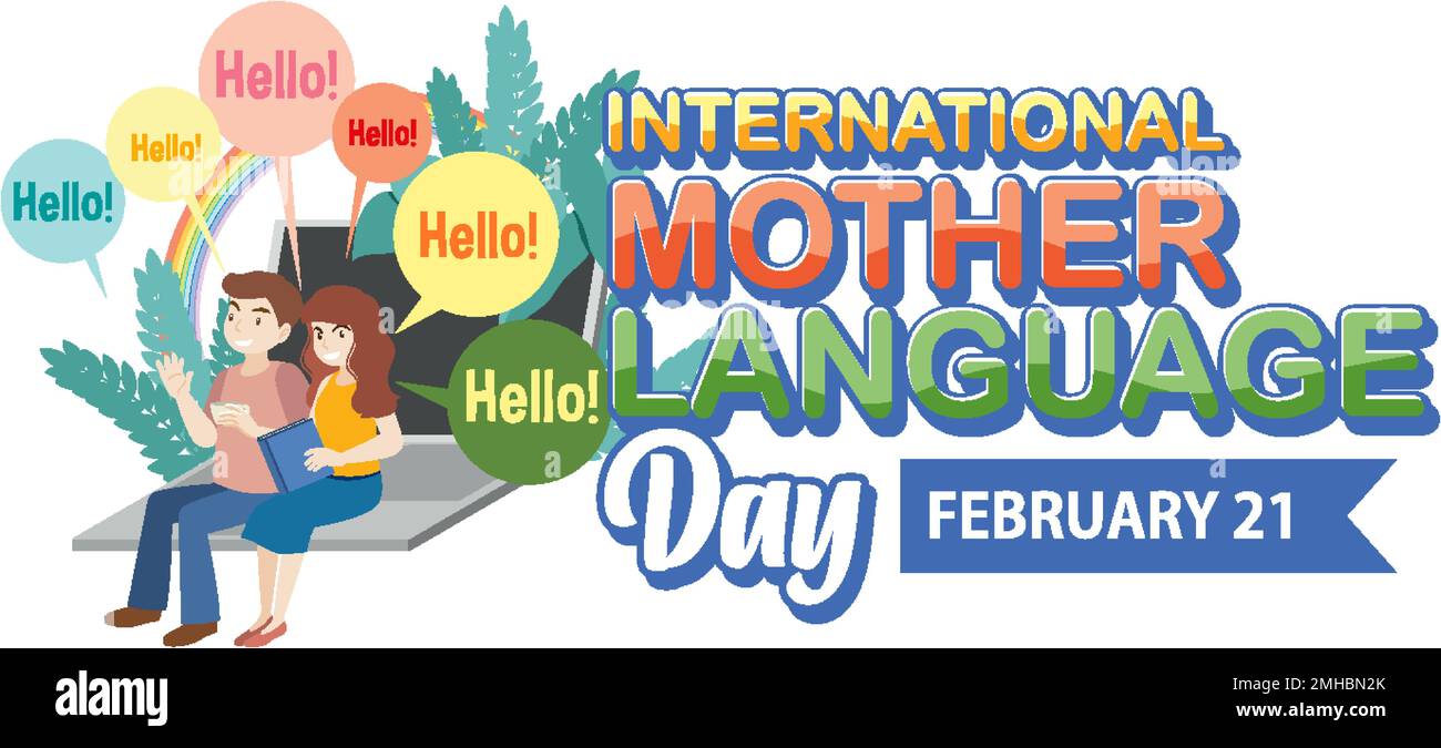 International mother language day banner illustration Stock Vector