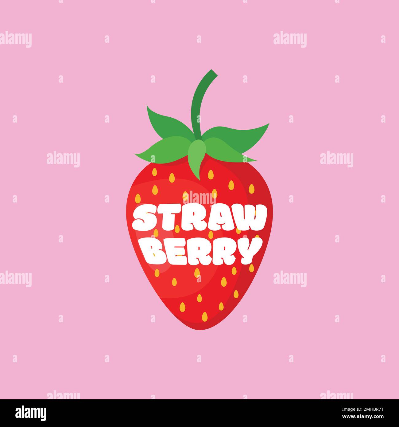 Fresh Strawberry Fruit for Emblem. Organic antioxidant strawberry. Vector illustration Stock Vector