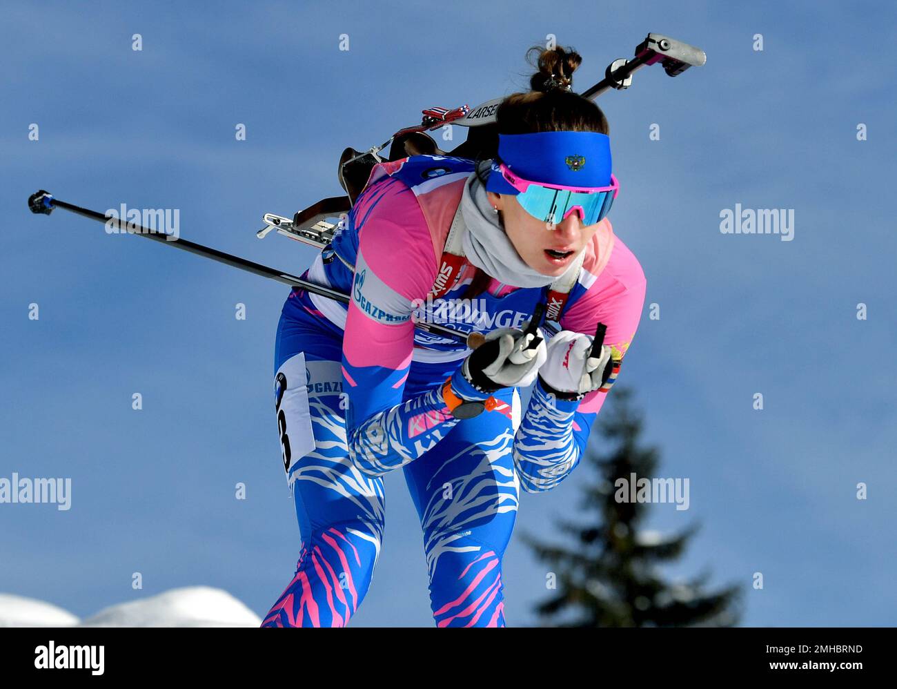 Russias Svetlana Mironova competes during the womens 10 km pursuit competition at the Biathlon World Cup in Hochfilzen, Austria, Sunday, Dec