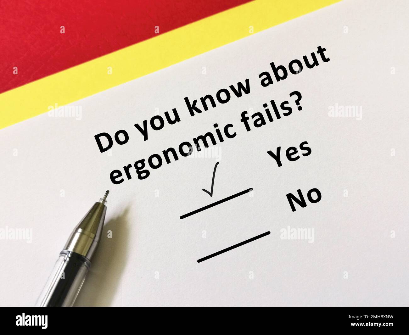 A person is answering question about hazards. He knows about ergonomic