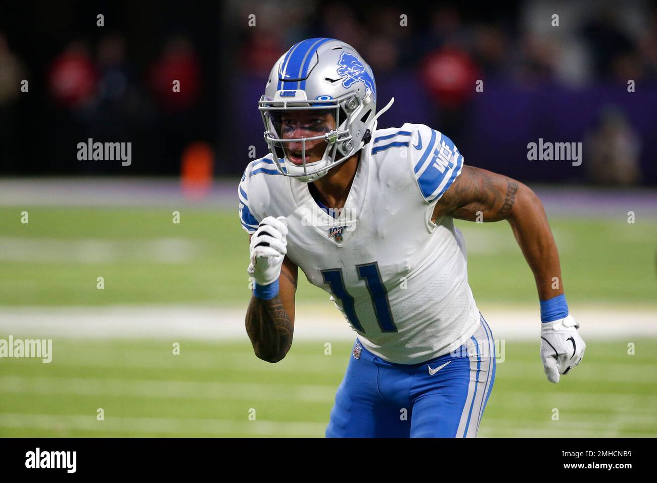 Miami Gardens, Florida, USA. 21st Oct, 2018. Detroit Lions tight end  Michael Roberts (80) is greeted by Detroit Lions wide receiver Marvin Jones  (11) after scoring a touchdown in the third quarter