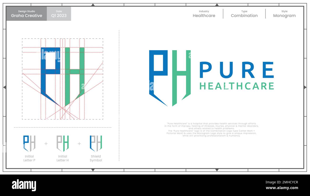 "Pure Healthcare" is a hospital that provides health services through various medical efforts. Stock Vector