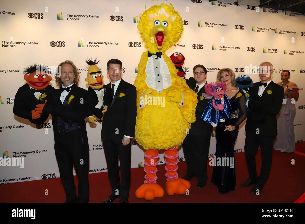 Sesame Street characters from left, Ernie, Bert, Big Bird, Elmo, Abby