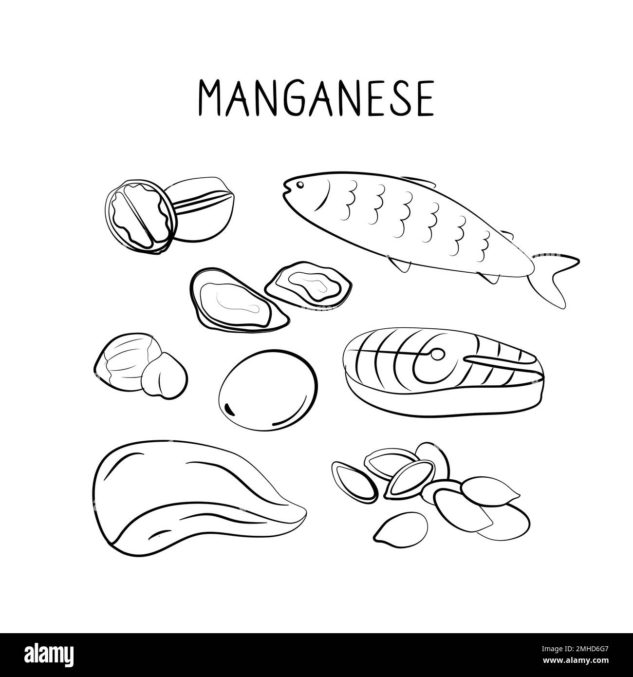 Manganesecontaining food. Groups of healthy products containing