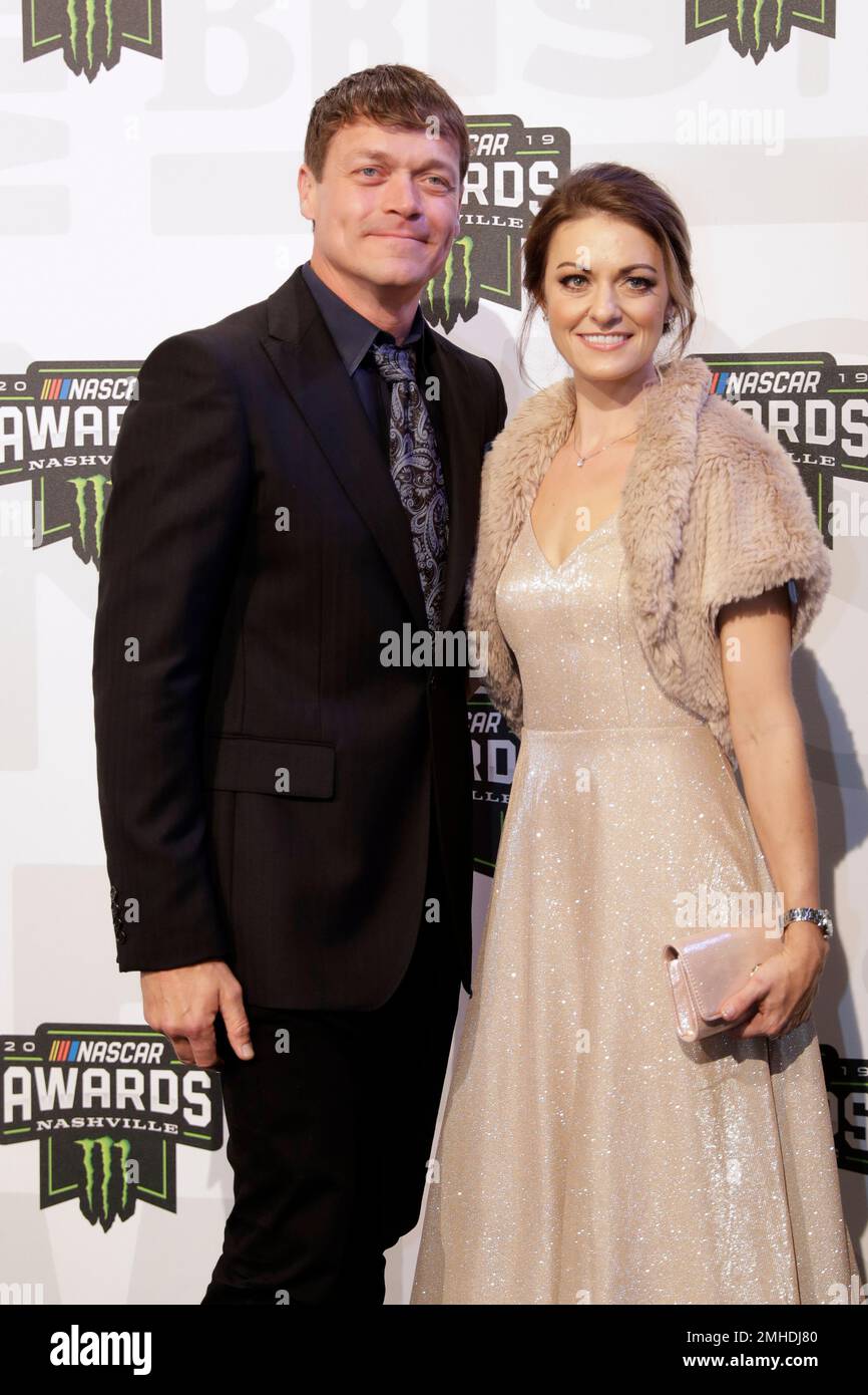 Singer Brad Arnold and Jennifer Sanderford arrive at the NASCAR Cup Series Awards Thursday, Dec