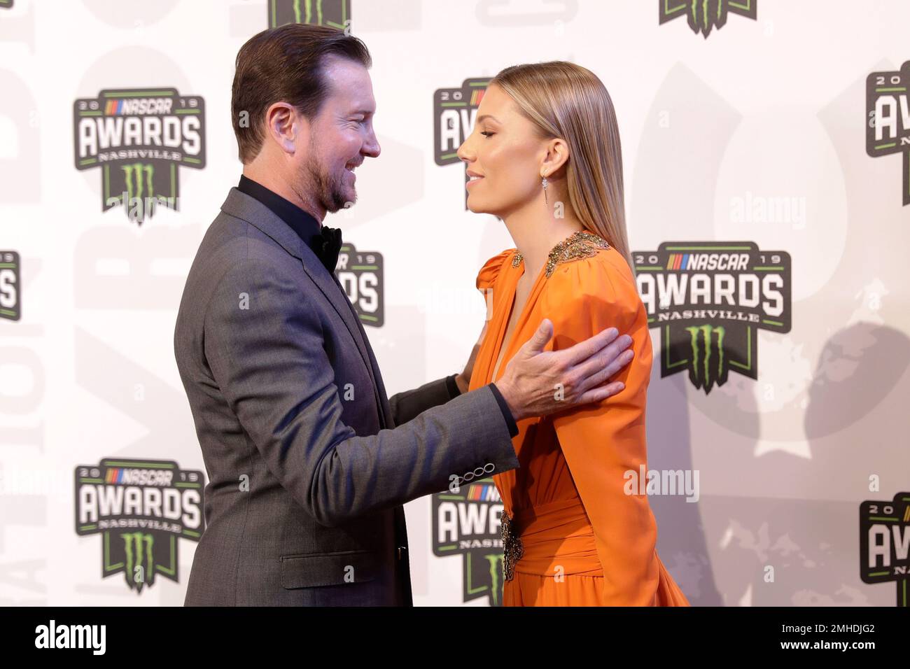 Kurt Busch and his wife, Ashley Busch, arrive at the NASCAR Cup Series
