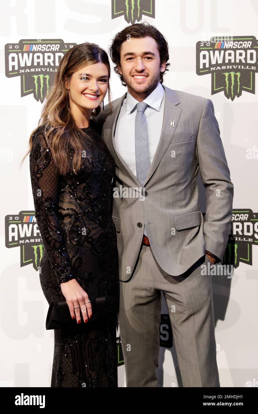 Chase Elliott, right, and Kaylie Green arrive at the NASCAR Cup Series