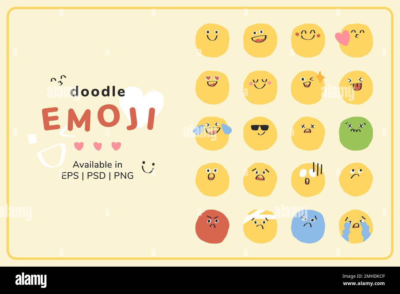 Cute doodle emoticon vector pack journal sticker Stock Vector