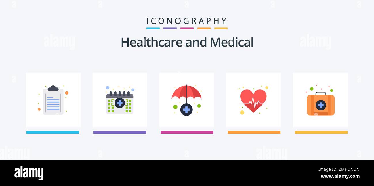 Medical Flat 5 Icon Pack Including . kit. insurance service. emergency