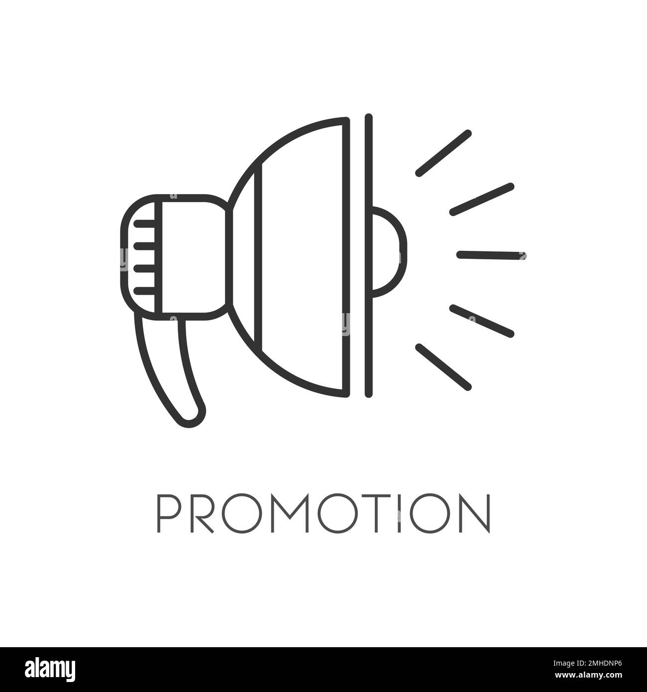 Loudspeaker or megaphone, bullhorn, promotion isolated linear icon ...