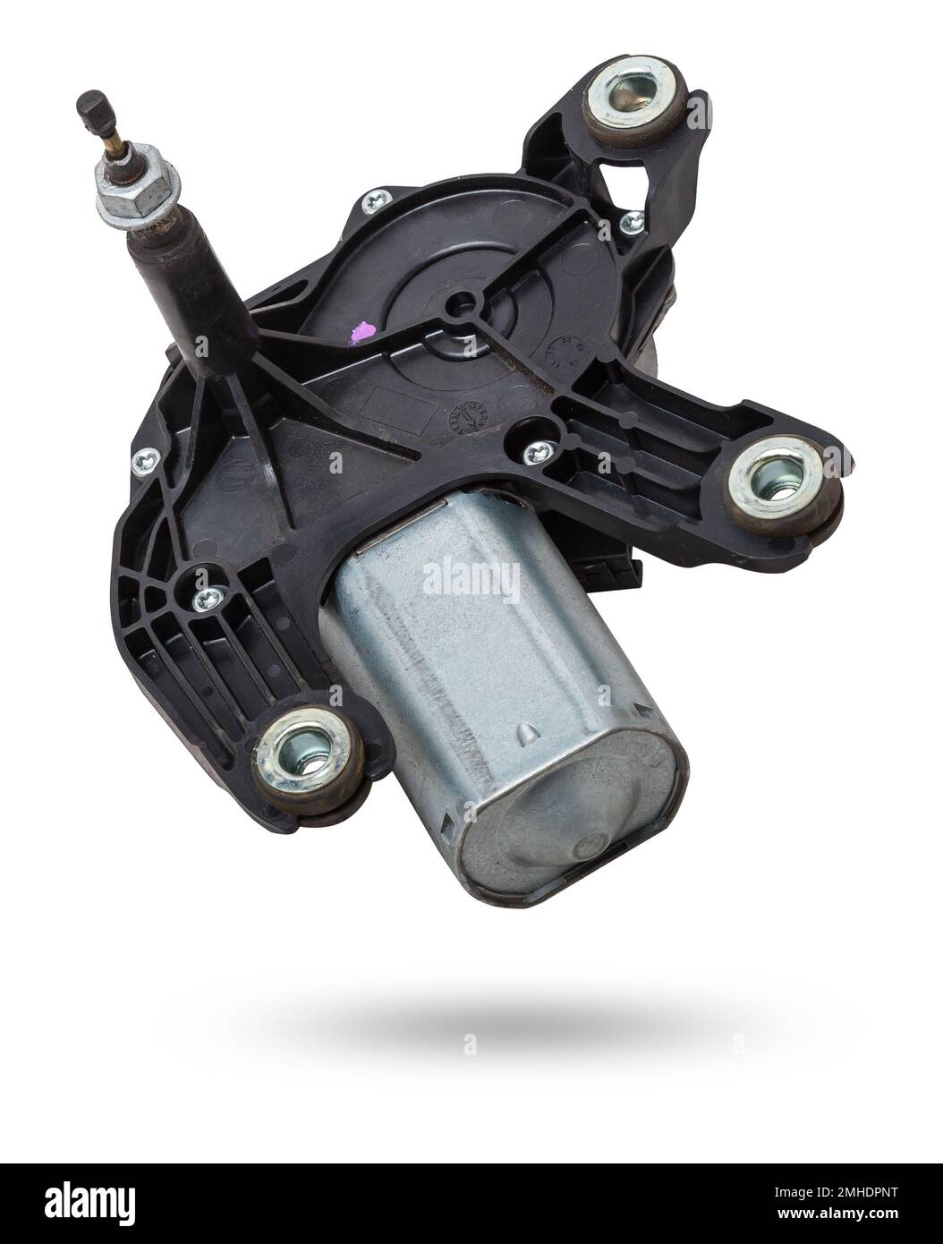 Wiper electric motor on white isolated background. Spare car parts