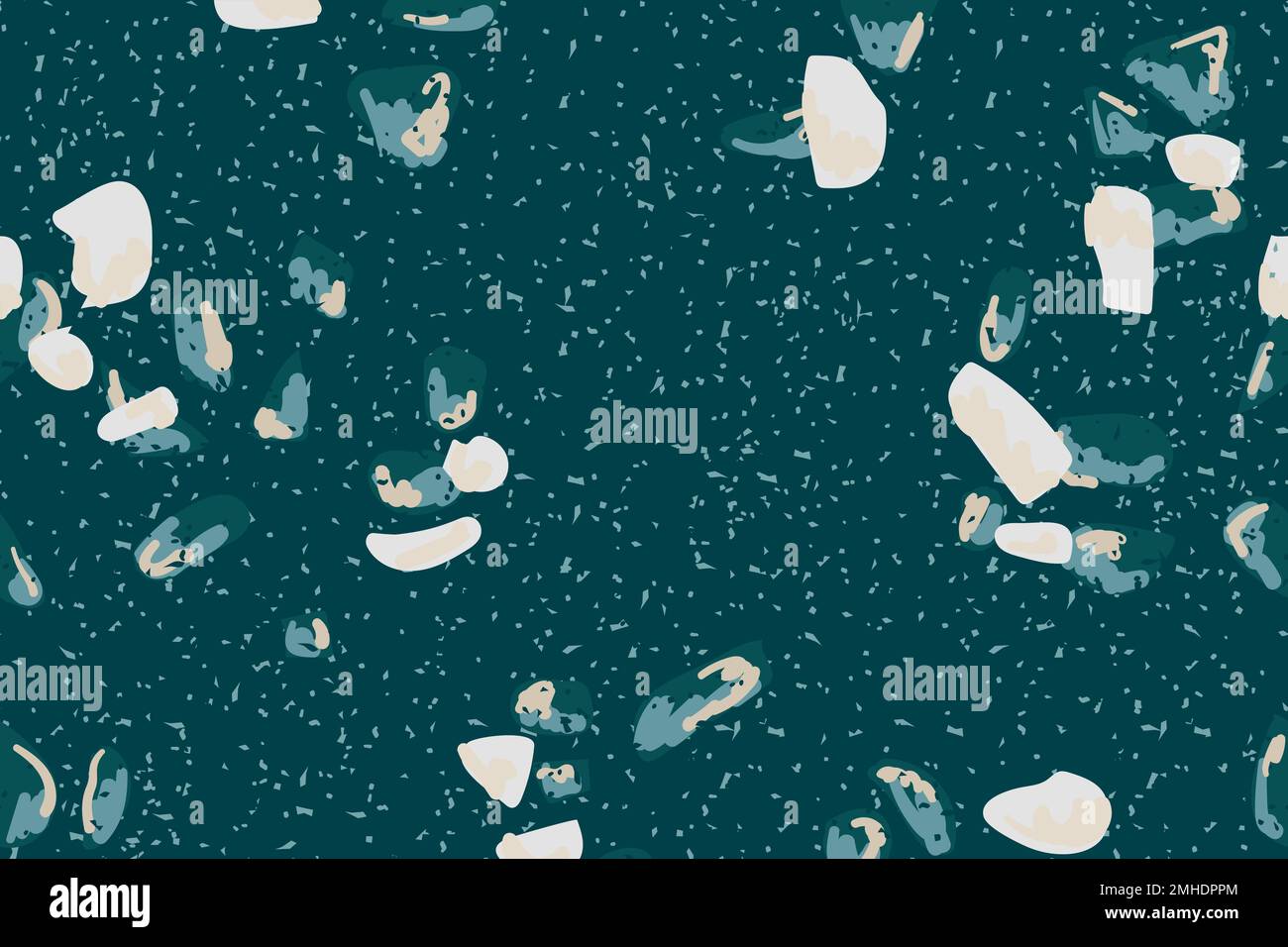 Blue terrazzo abstract background vector seamless pattern Stock Vector