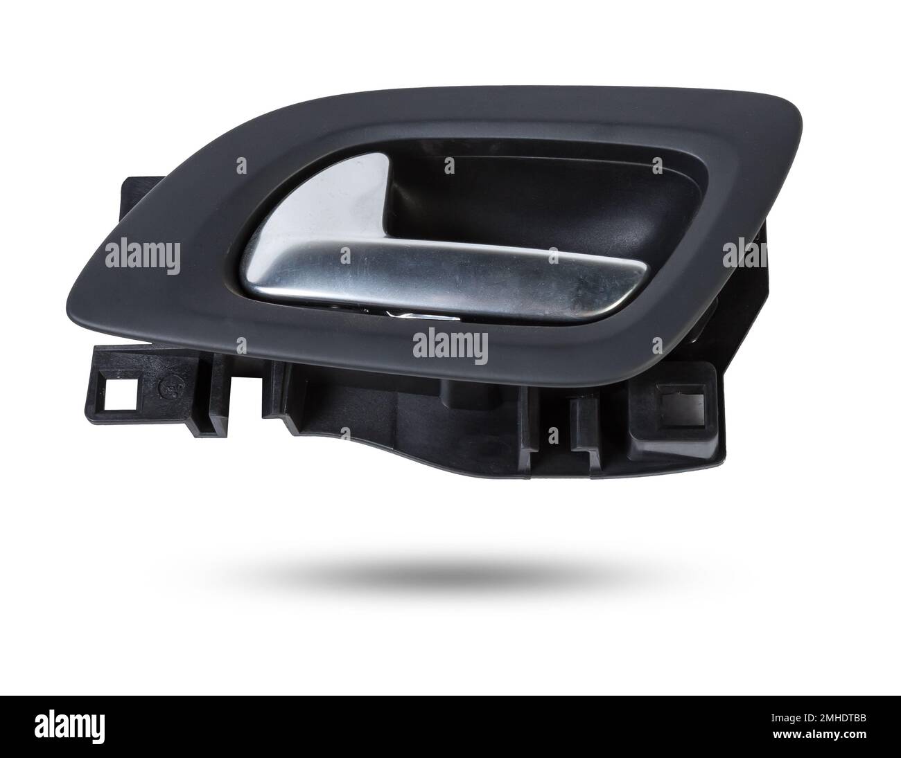 Car door trim with black fabric upholstery on a white isolated