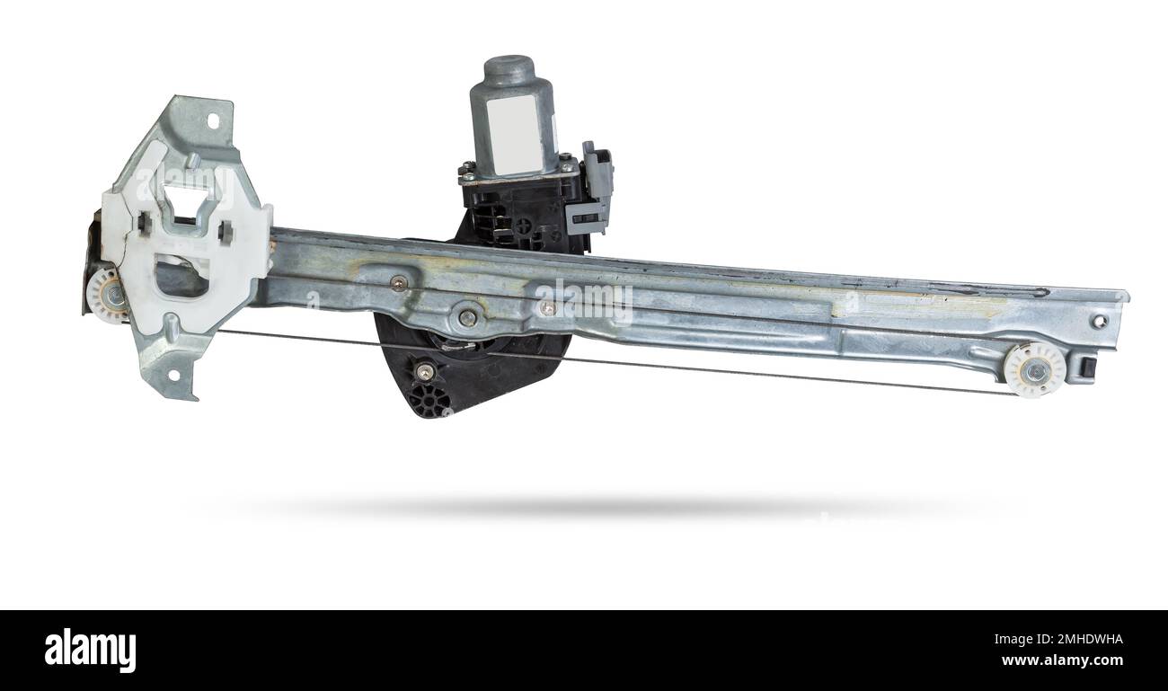 Electric window mechanism for a car on a white isolated background