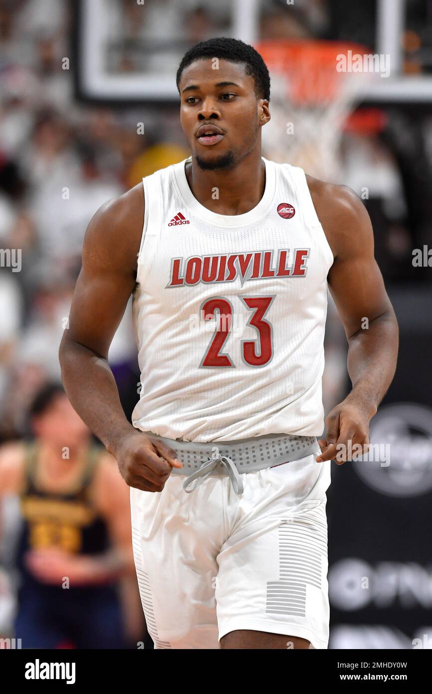 Louisville center Steven Enoch 23 in action during the first half of an NCAA college basketball game in Louisville Ky. Tuesday Dec. 3 2019. AP Photo Timothy D. Easley Stock Photo Alamy