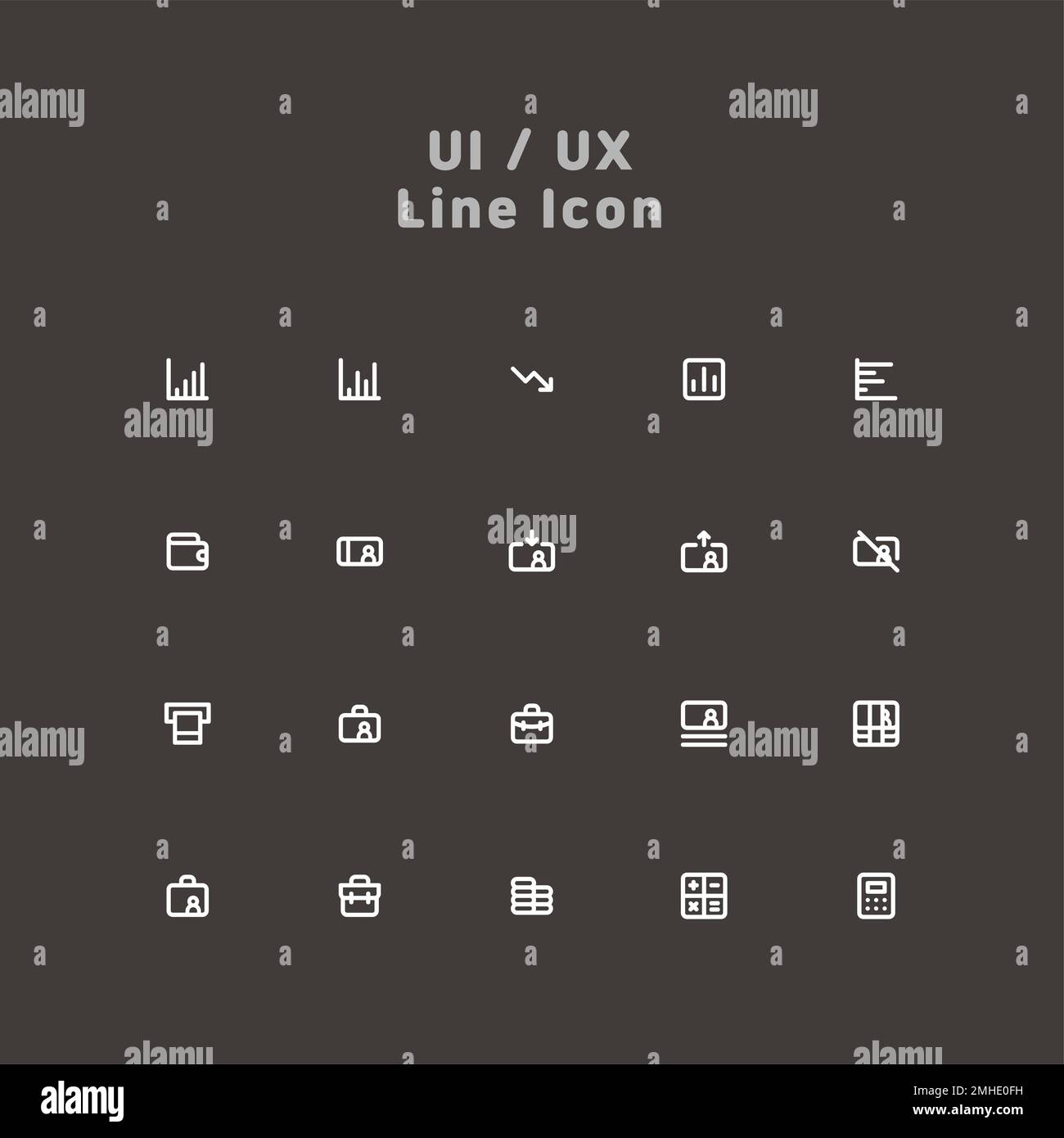 Simple white minimal line ui ux icon set Stock Photo - Alamy