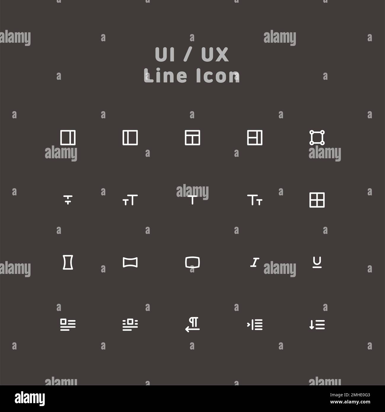 Simple white minimal line ui ux icon set Stock Photo - Alamy