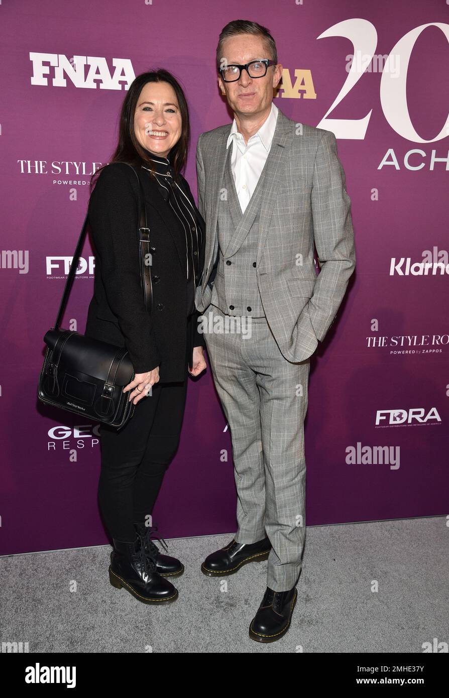 Dr. Martens CEO Kenny Wilson and wife Sue Wilson attend the 2019 Footwear  News Achievement Awards at the IAC Building on Tuesday, Dec. 3, 2019, in  New York. (Photo by Evan Agostini/Invision/AP