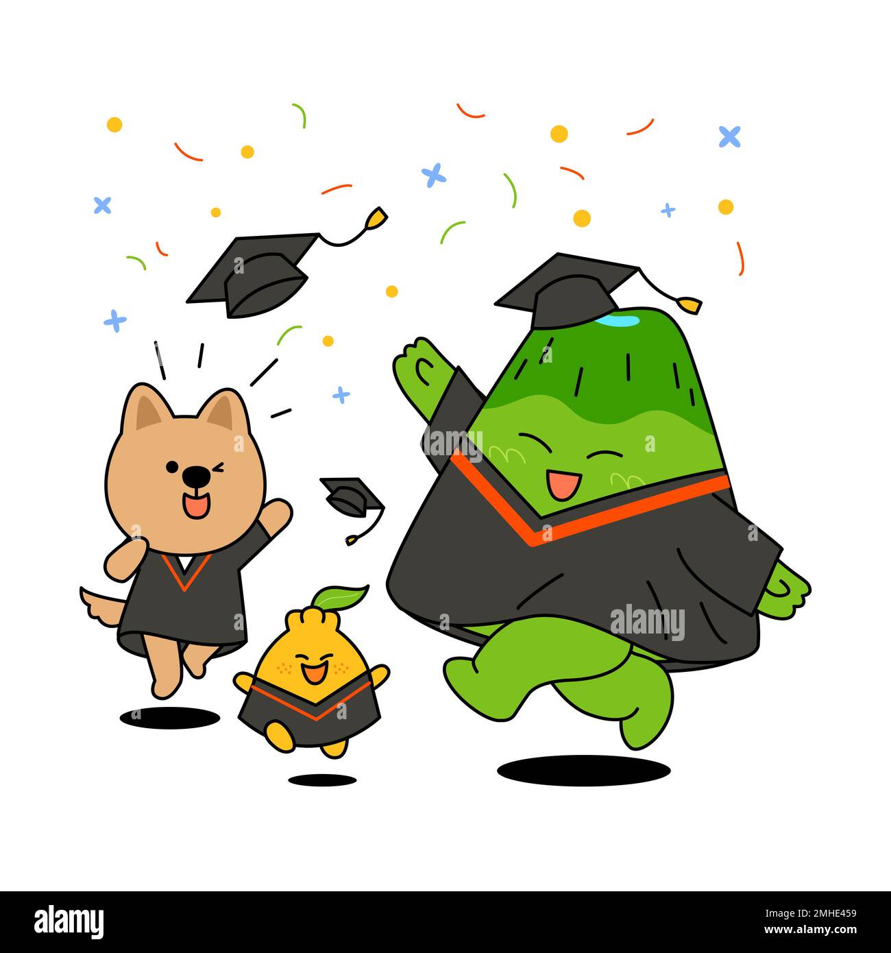jeju island emoticon character Jeju native dog, Hallabong, graduation 