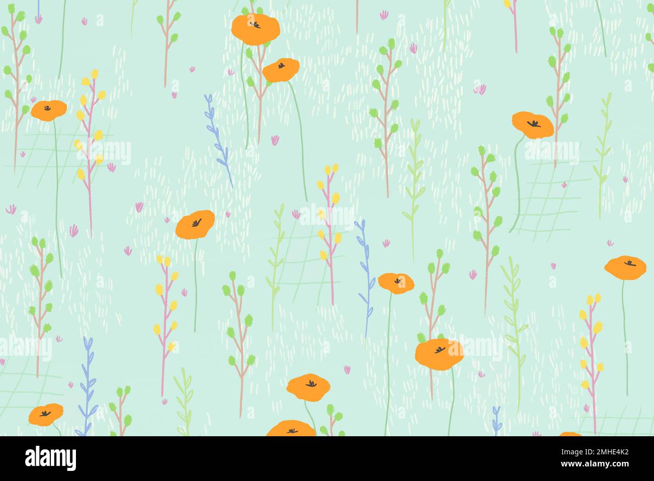 Bright poppy pattern vector background social media banner Stock Vector