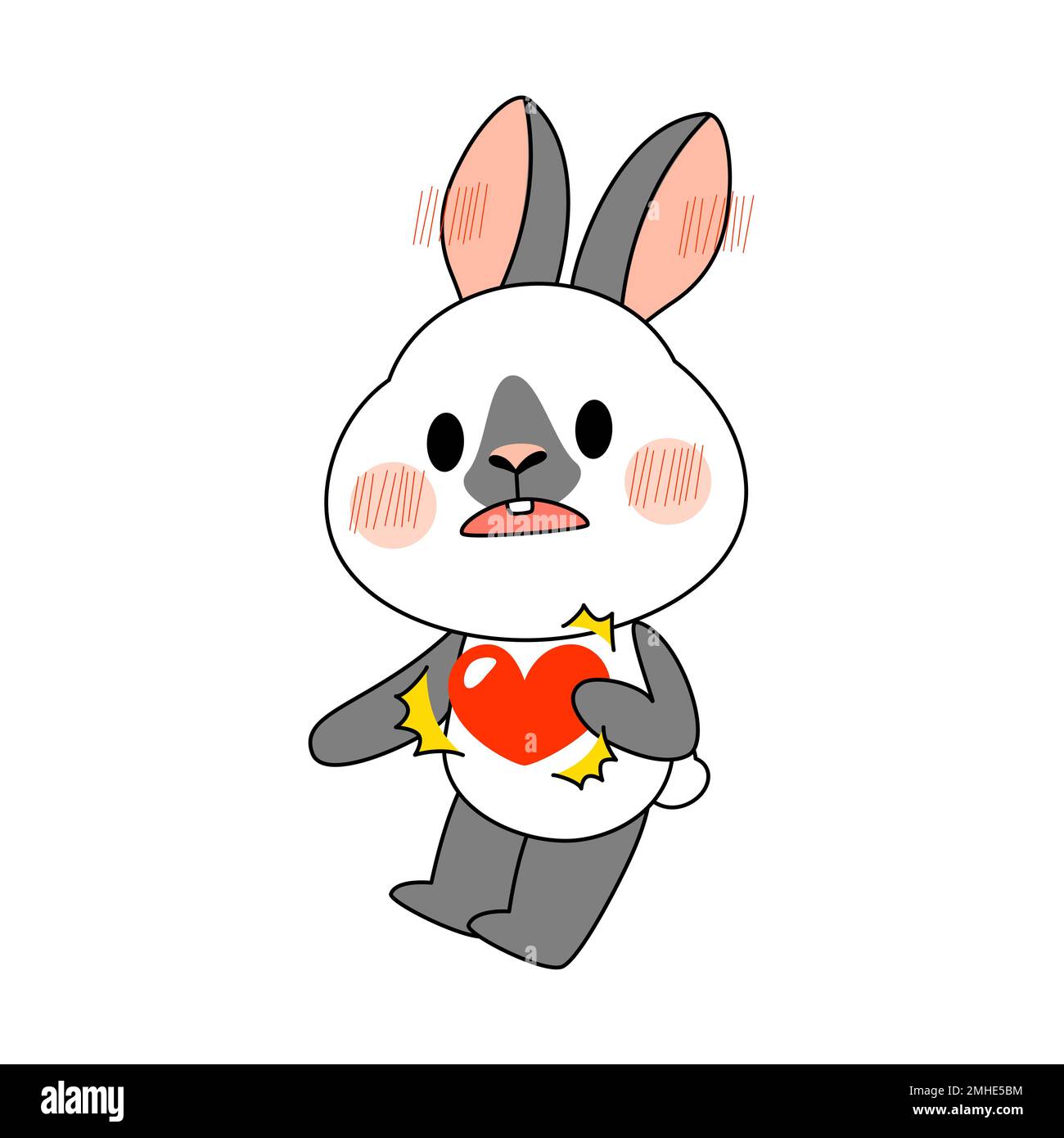 cute emoji rabbit character heart attack Stock Photo Alamy