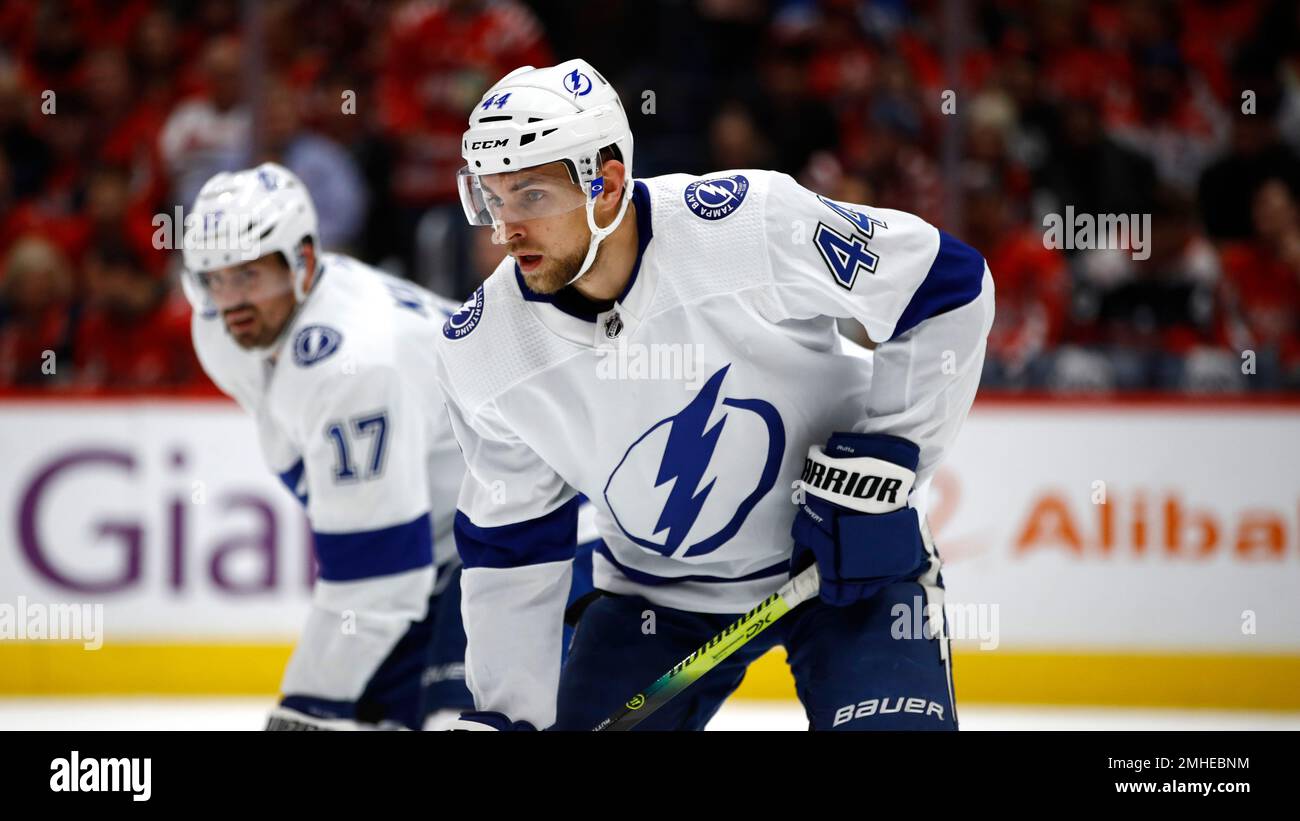 Tampa Bay Lightning defenseman Jan Rutta (44) stands on the ice in the