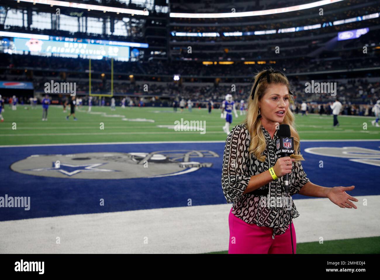 NFL Network reporter Jane Slater reports from an NFL football game