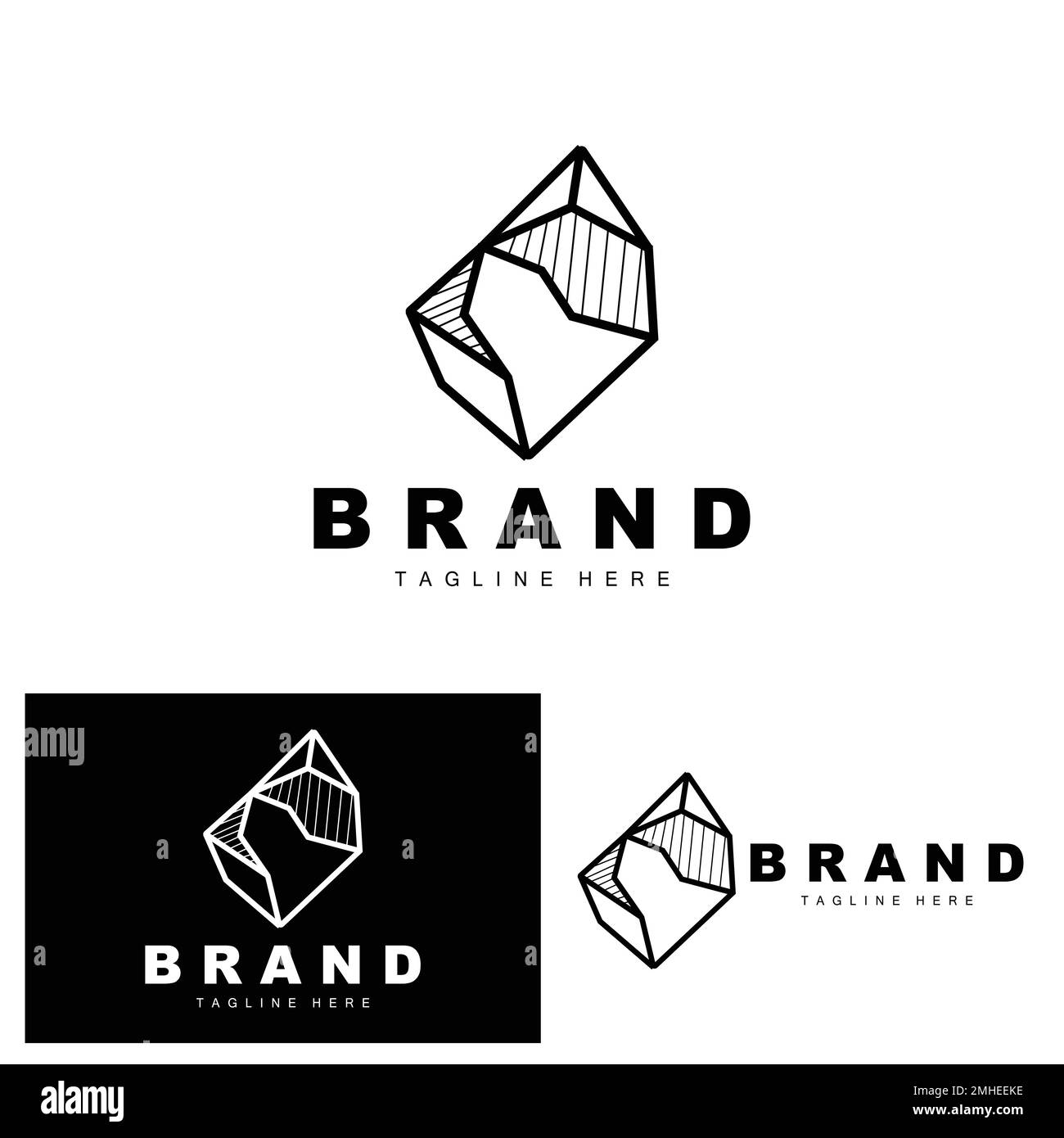 Stone Logo, Gem Line Stone Design, Diamond, Crystal, Simple Elegant, Product Brand Vector