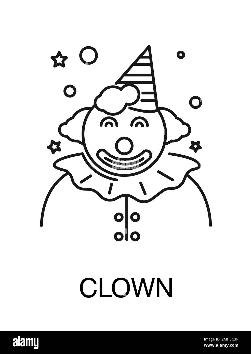 Childish holiday, circus clown isolated outline icon Stock Vector