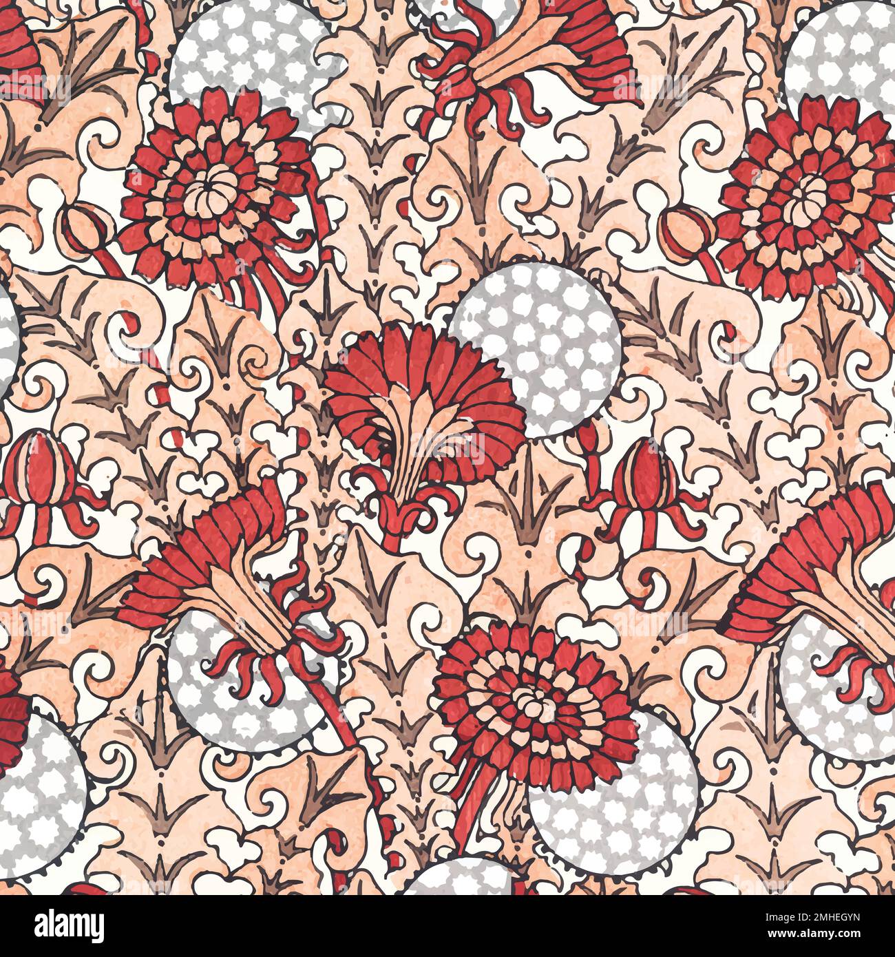 Art nouveau dandelion flower pattern background vector Stock Vector