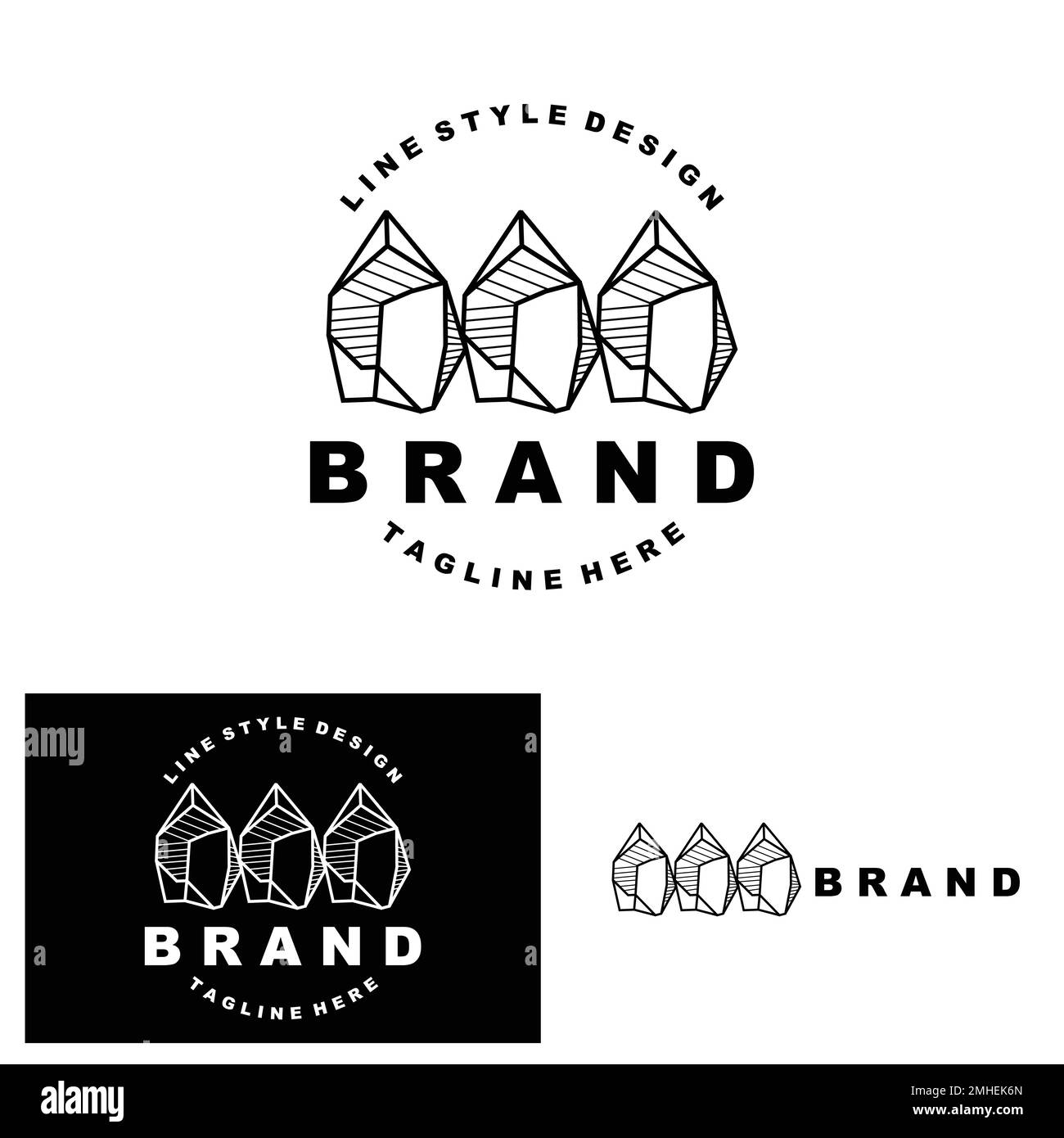 Stone Logo, Gem Line Stone Design, Diamond, Crystal, Simple Elegant