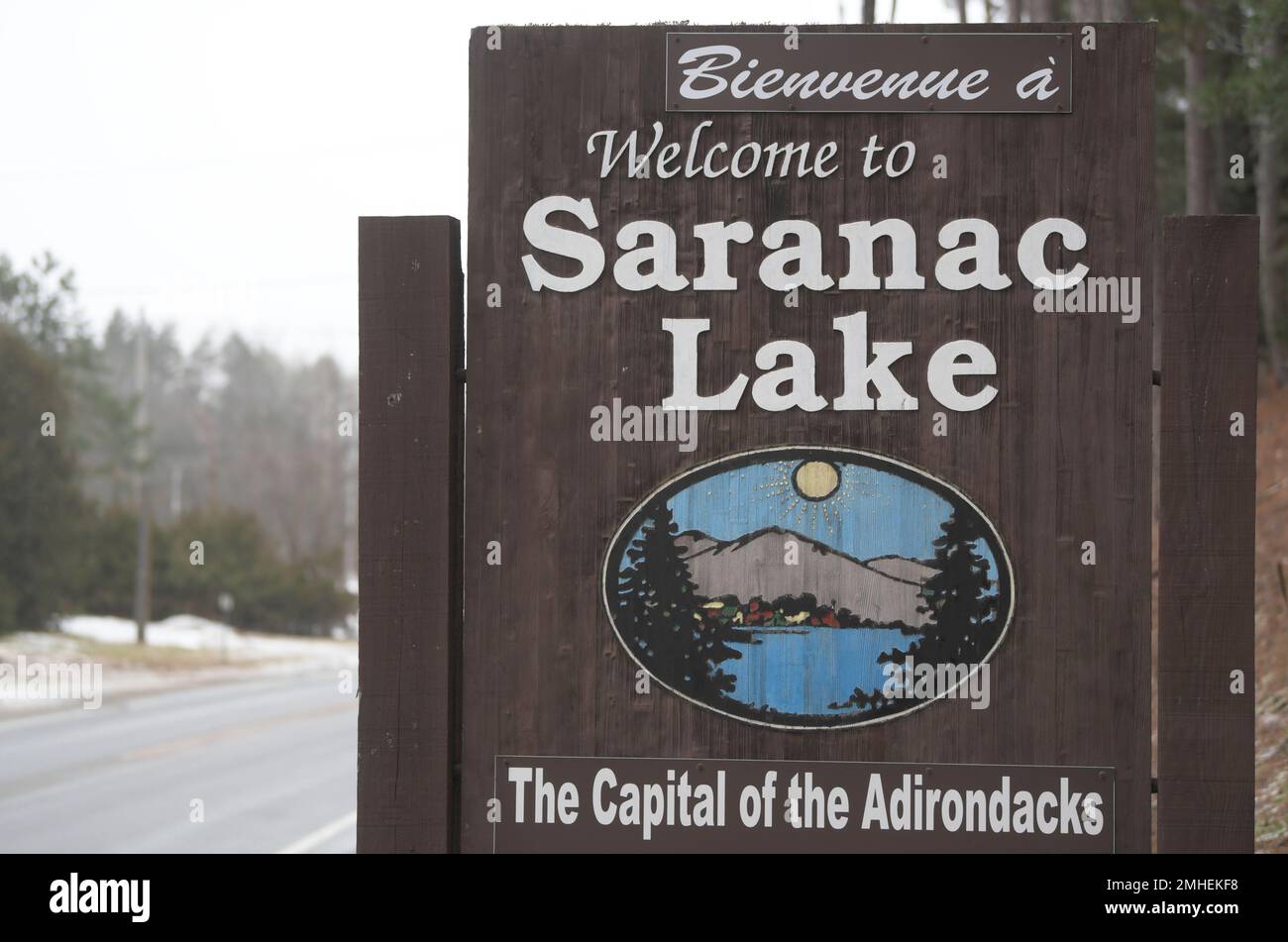 This Friday, Nov. 29, 2019 photo shows a sign to the village