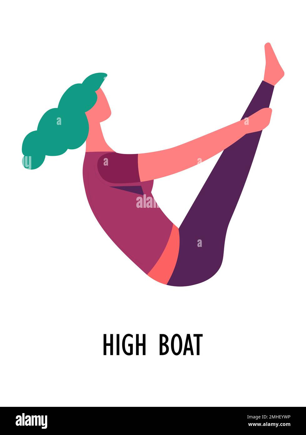 High boat asana, yoga pose, sport or fitness, workout Stock Vector