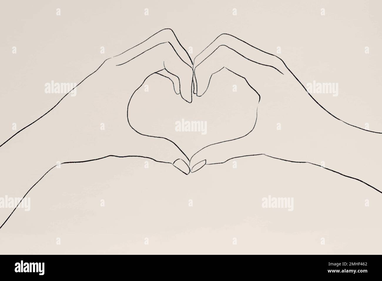 Heart hand gesture vector line drawing Stock Vector