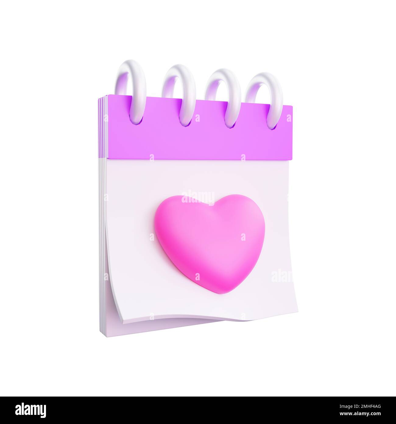 3d rendering valentine's day heart calendar icon Stock Photo - Alamy
