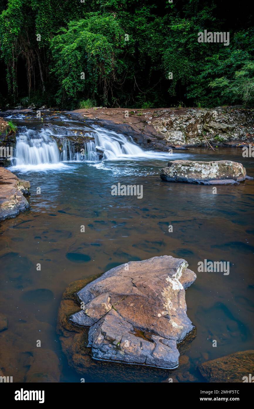 Cascades on Obi Obi Creek near Gardners Falls outside Maleny, Sunshine Coast Hinterland, Queensland Australia Stock Photo
