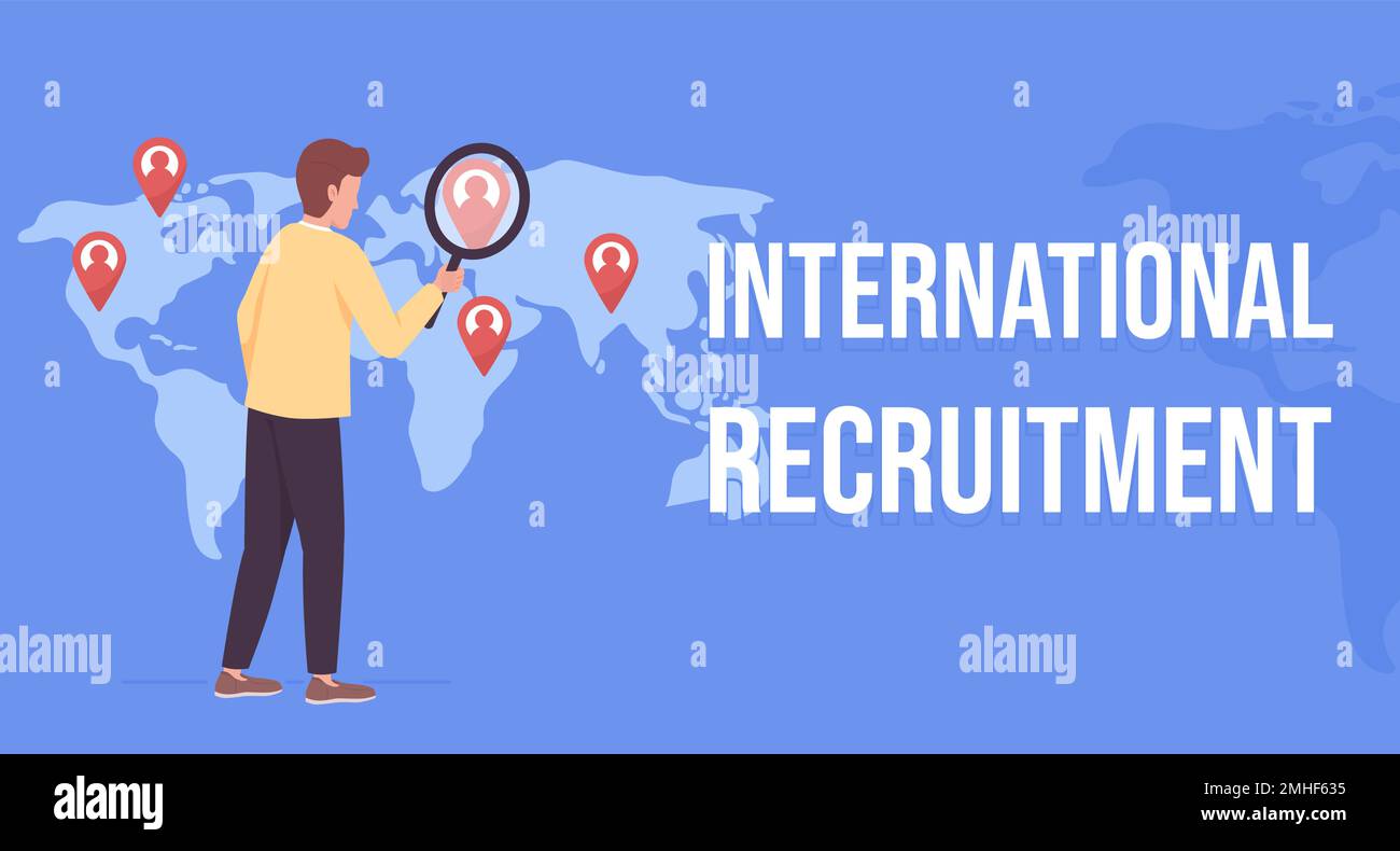 International recruitment flat vector banner template Stock Vector