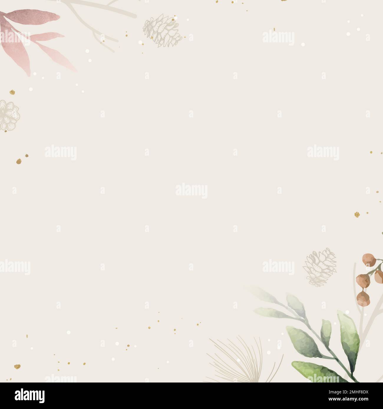 Blank leafy frame social ads template vector Stock Vector