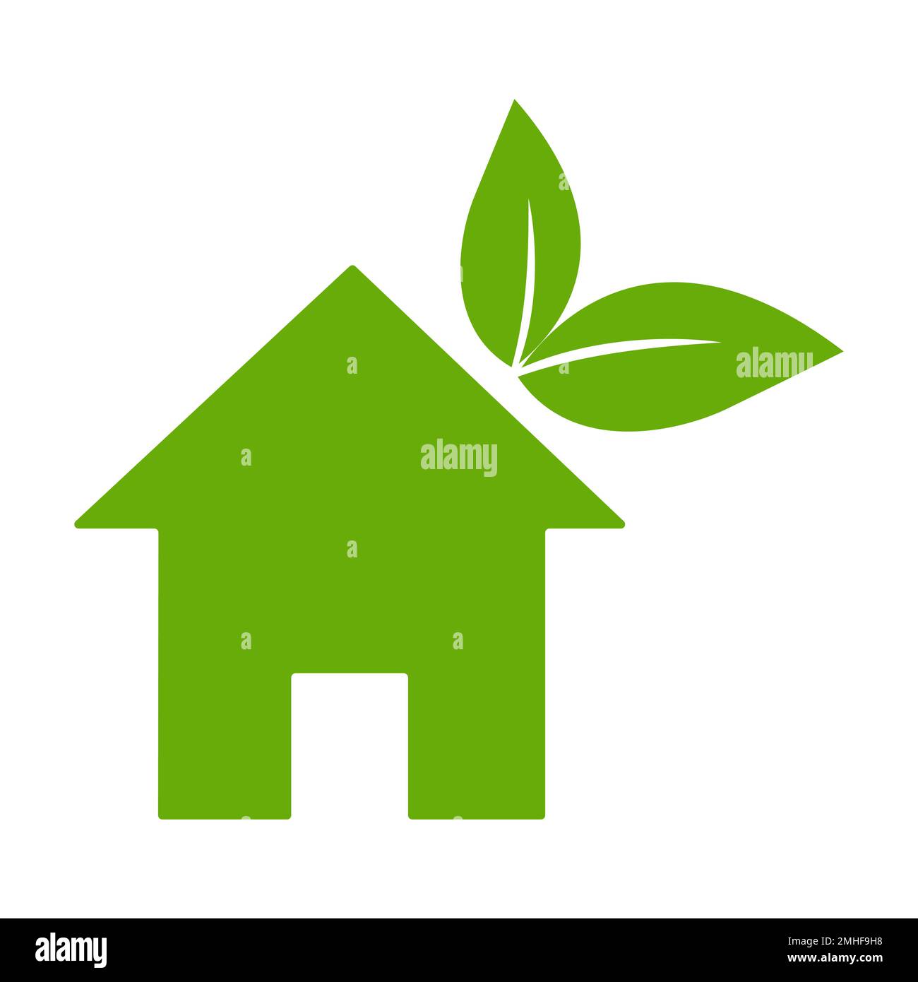 Eco house icon vector environment home with green leaves sign for ...