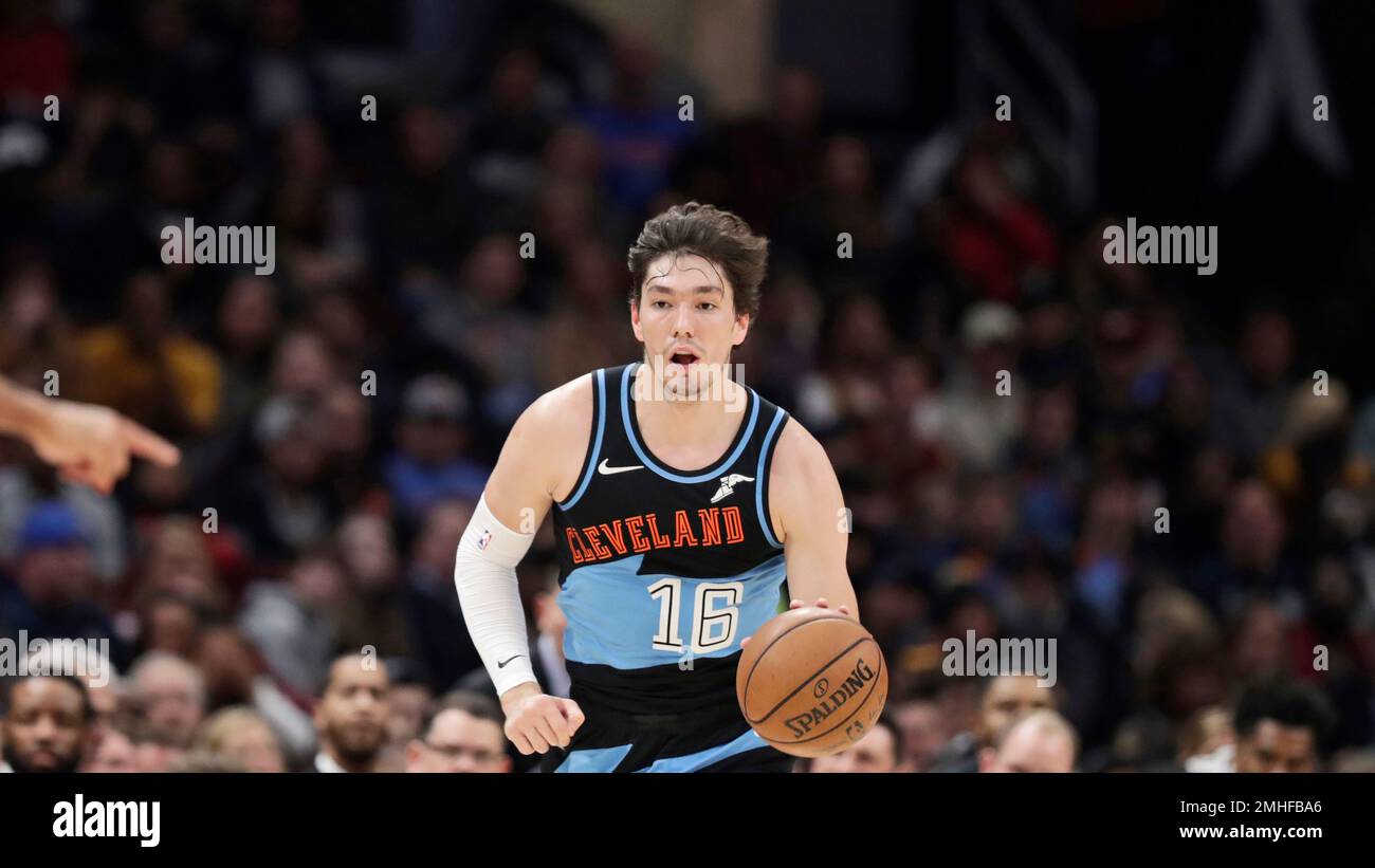 Cleveland Cavaliers Cedi Osman drives against the Portland Trail