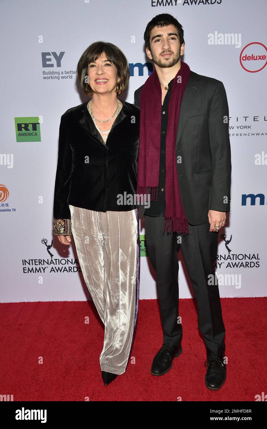 Honoree Christiane Amanpour, left, and son Darius Rubin attend the 47th